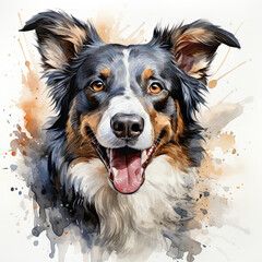 Wall Mural - watercolor Border Collie clipart, Generative Ai