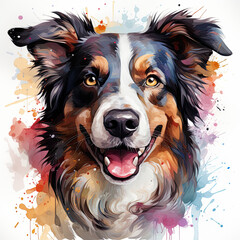 Wall Mural - watercolor Border Collie clipart, Generative Ai