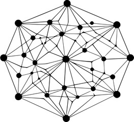 Deep Learning Neural Network Graph Nodes Icon in Hand-drawn Style