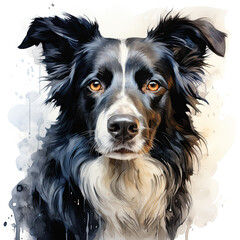 Wall Mural - watercolor Border Collie clipart, Generative Ai