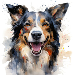 Wall Mural - watercolor Border Collie clipart, Generative Ai