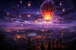 Digital painting of a New Year's Eve lantern release