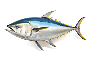 Wall Mural - image of tuna on white background. Underwater Animals. Foods.