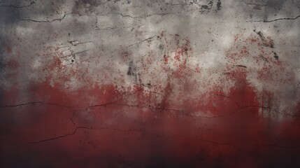 Wall Mural - Abstract background of shabby concrete wall texture with bright red paint and weathered pieces.