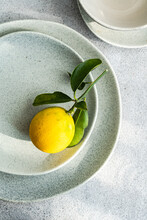 Minimalist Lemon On Ceramic Plate