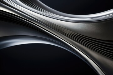 Wall Mural - An abstract background featuring black and silver colors with curved lines. This image can be used for various design projects.