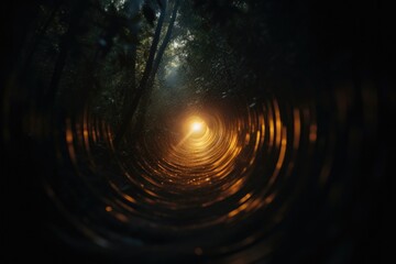 Poster - A picture of a dark tunnel with a glowing light at the end. This image can be used to represent hope, overcoming challenges, or finding a way out of difficult situations