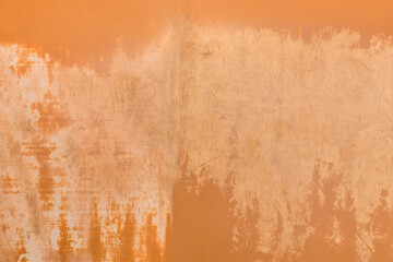 Wall Mural - Shabby peeling brown orange paint old plates osb material particleboard floor repair construction concept