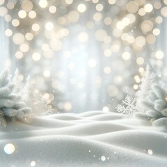 Poster - Christmas background with snow and bokeh lights.