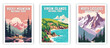 North Cascades, Rocky Mountain, Virgin Islands, Illustration Art. Travel Poster Wall Art. Minimalist Vector art.