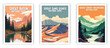 Great Basin, Great Sand Dunes, Great Smoky Mountains, Illustration Art. Travel Poster Wall Art. Minimalist Vector art.