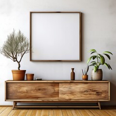 Wall Mural - Mock up poster frame in living room interior,  