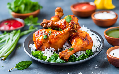 Capture the essence of Tandoori Chicken in a  mouthwatering food photography shot Generative AI