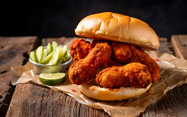 Canvas Print - Capture the essence of Hot Chicken (Nashville) in a mouthwatering food photography shot Generative AI