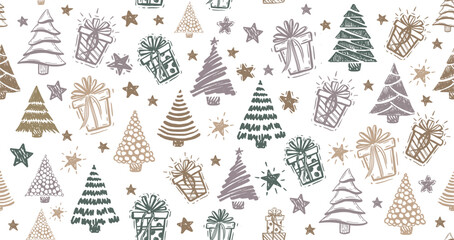 Wall Mural - christmas tree, new year set, hand drawn illustrations. vector.