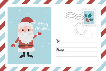 Wall Mural - Christmas envelope with Santa Claus.