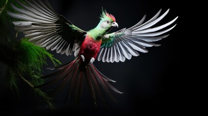 Sticker -  a colorful bird is flapping its wings in the air with it's wings spread wide and spread wide.