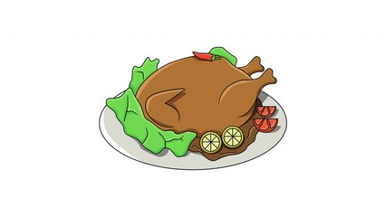 Sticker - Animation forms a typical Indonesian food taliwang chicken icon