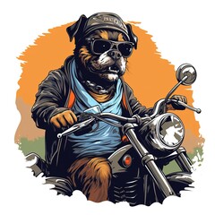 Wall Mural - Dog driving a motorcycle in the summer