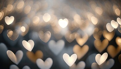 Abstract texture of bokeh heart shaped light. Love Valentine day concept. Sparkling light background