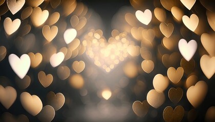 Abstract texture of bokeh heart shaped light. Love Valentine day concept. Sparkling light background