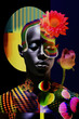 © ADDICTIVE STOCK - Generative AI image of a floral abstract portrait of black man