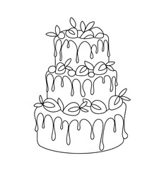 Canvas Print - Cake. Strawberry. Tiered. One line.