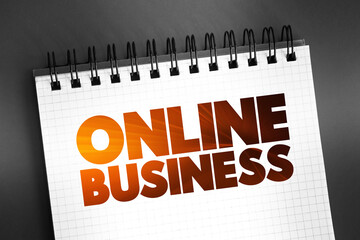 Poster - Online Business text on notepad, concept background