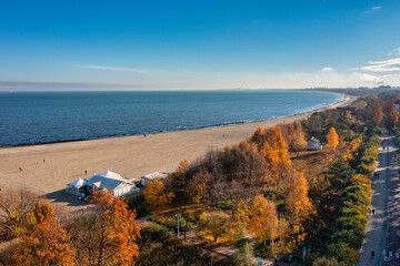 Wall Mural - Aerial view of the Sopot city by the Baltic Sea at autumn, Poland