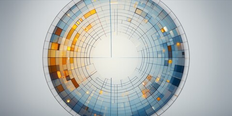 Poster - Explore the Visual Elegance of a White and Blue Circular Circle Adorned with Intriguing Squares