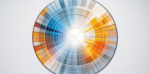 Poster - Explore the Visual Elegance of a White and Blue Circular Circle Adorned with Intriguing Squares