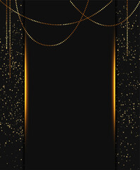 Wall Mural - Abstract vector holiday background with glittering banner frame, dust and golden garland