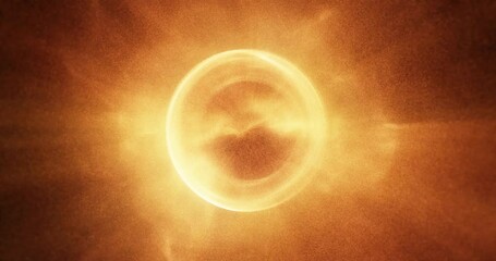 Poster - fiery energy orb radiating particles in a seamless loop animation. 3d render