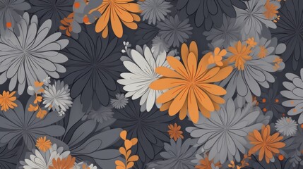 Poster - Gray orange abstract video background from vector flowers. AI generative.