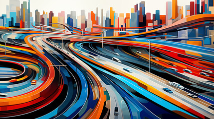 Poster - Abstract City Traffic Symphony