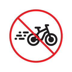 Poster - Forbidden bicycle vector icon. Warning, caution, attention, restriction, label, ban, danger. No bicycle flat sign design pictogram symbol. No bicycle icon UX UI icon