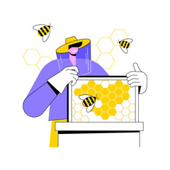 Poster - natural beekeeping isolated cartoon vector illustrations. farmer managing hives, natural beekeeping 
