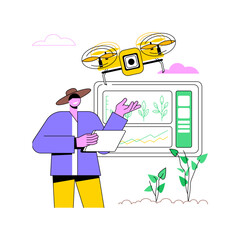 Poster - computer imaging isolated cartoon vector illustrations. man with tablet determines the size and grow