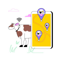 Poster - GPS tracking collars isolated cartoon vector illustrations. Livestock tracking and geofencing, modern agriculture, smart farming, managing farms using technologies like IoT vector cartoon.
