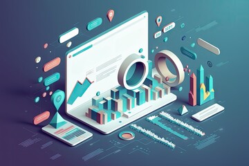 Poster - Isometric business analytics concept