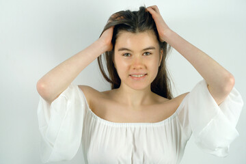 Wall Mural - Portrait of a pretty girl with long hair