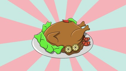 Sticker - Animation of the taliwang chicken icon with a rotating background