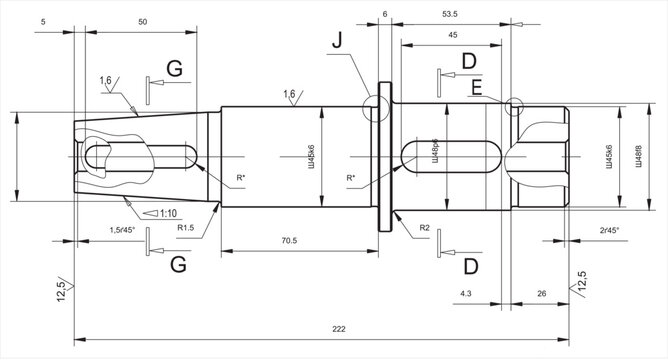 Vector engineering cad drawing of a mechanical part (steel shaft)
with through holes, dimensions.
Computer aided design of machine parts. Technical cad background.