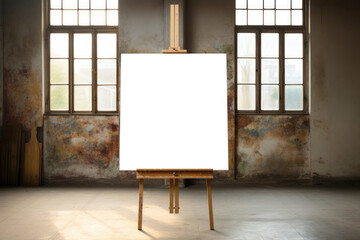 Wall Mural - A blank canvas on an artist's easel with potential for creative artwork. Concept of artistic inspiration. Generative Ai.