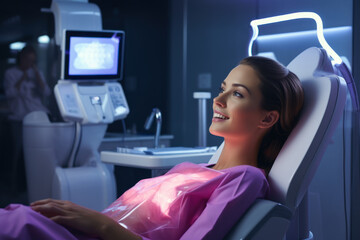 Poster - a patient receiving a 3d intraoral scan for precise implant placement. concept of digital dentistry 