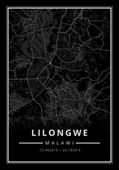 Wall Mural - Street map art of Lilongwe city in Malawi - Africa