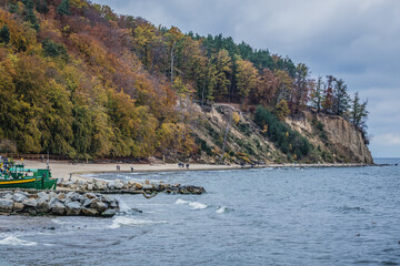 Wall Mural - Kepa Redlowska cliffs seen from Orlowo district of Gdynia city, Poland