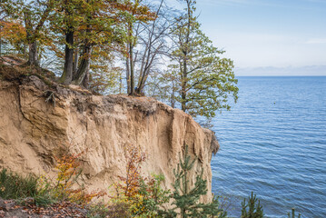 Sticker - Cliff on Kepa Redlowska cliff-like coastline on the edge of Orlowo and Redlowo area of Gdynia, Poland