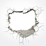 Fototapeta  - Transparent background hole in cracked white wall