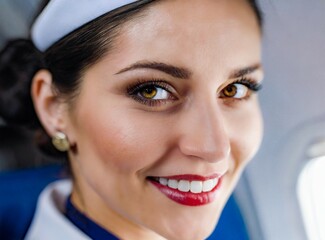 Poster - Stewardess smiling face closeup portrait